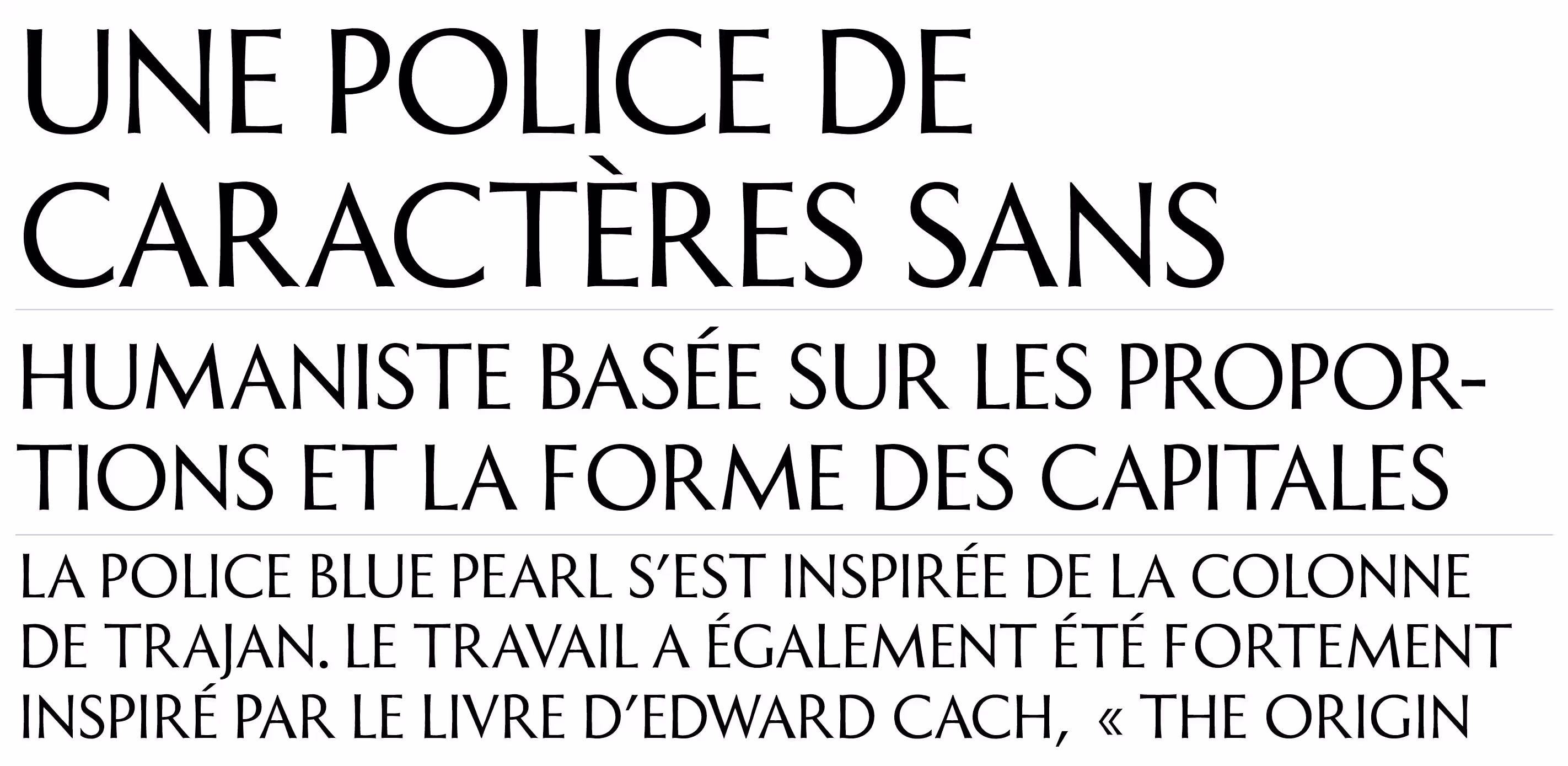 Text sample 'Blue Pearl Sans' shown in the Blue Pearl Sans typeface by Accentype © Miklós Ferencz