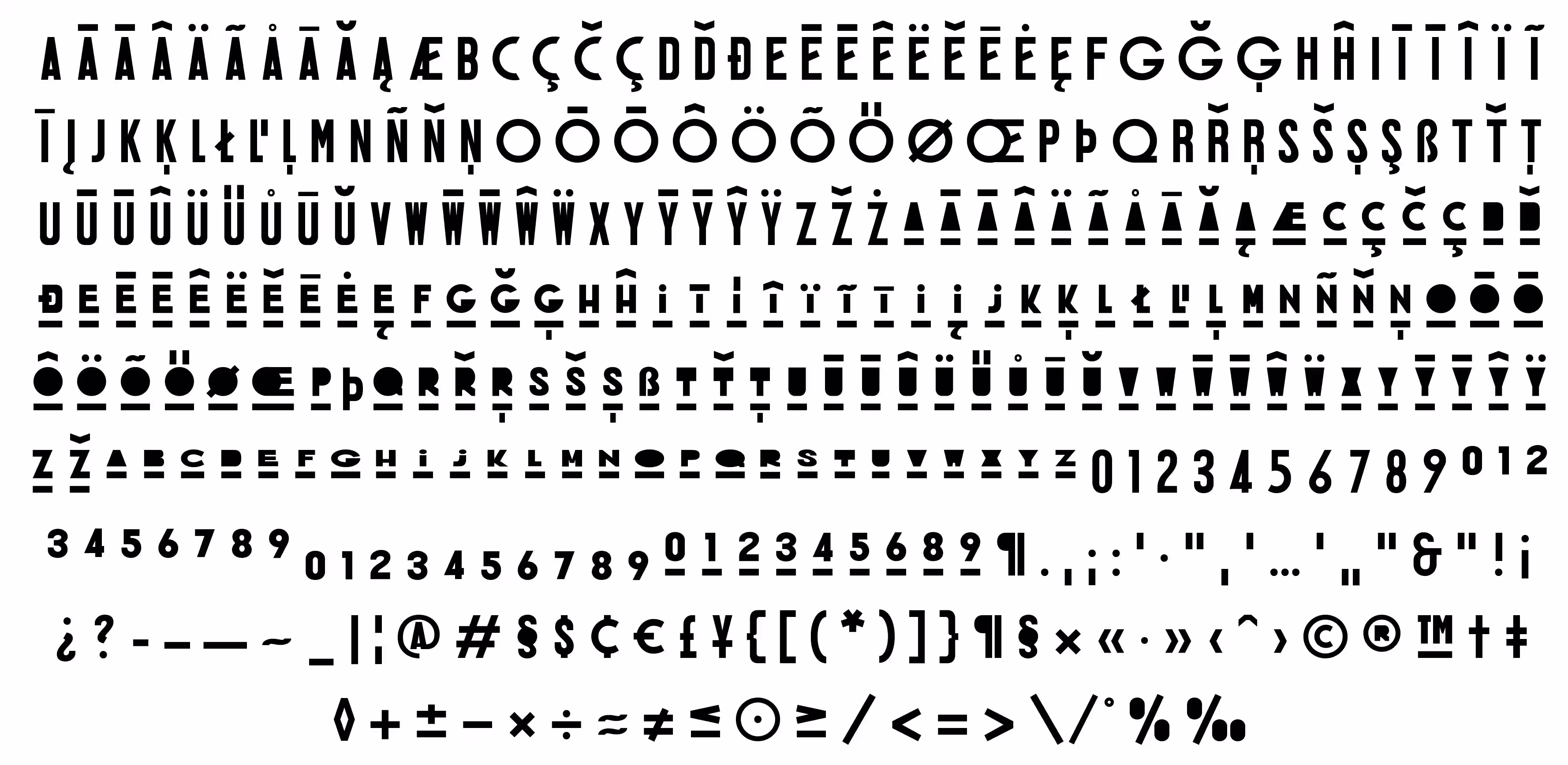 Mozsár is a display typeface inspired by constructivism, with alternating letter styles. By Accentype (© Miklós Ferencz)